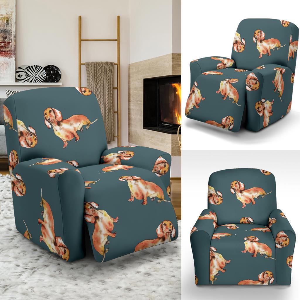 Wiener Dog Dachshund Portrait Pastel Pattern Print Recliner Cover-grizzshop