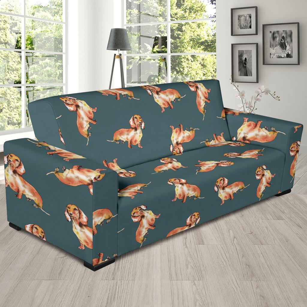 Wiener Dog Dachshund Portrait Pastel Pattern Print Sofa Covers-grizzshop