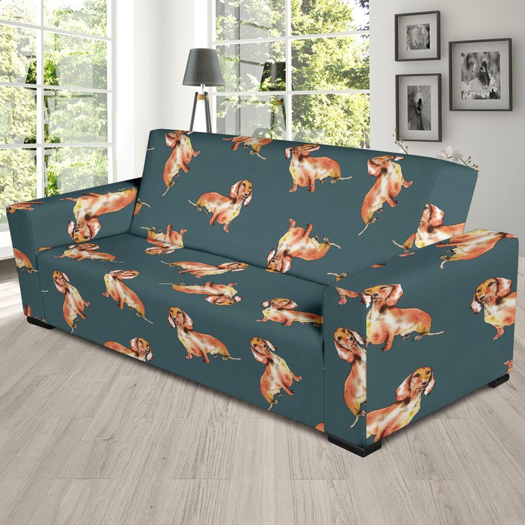 Wiener Dog Dachshund Portrait Pastel Pattern Print Sofa Covers-grizzshop