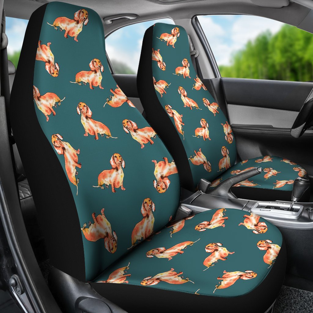 Wiener Dog Dachshund Portrait Pastel Pattern Print Universal Fit Car Seat Cover-grizzshop