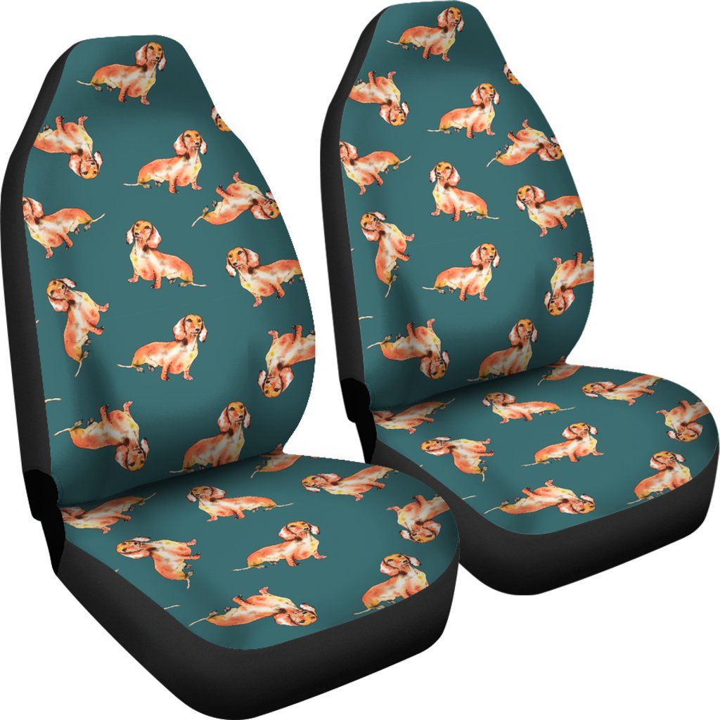 Wiener Dog Dachshund Portrait Pastel Pattern Print Universal Fit Car Seat Cover-grizzshop