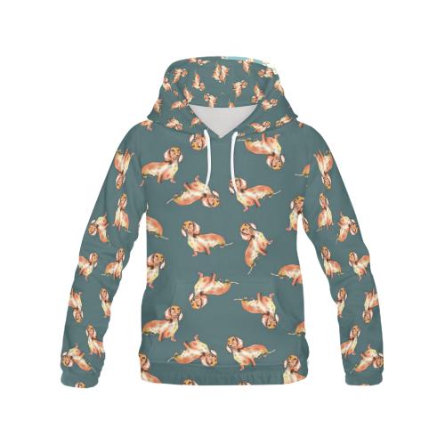 Wiener Dog Dachshund Portrait Pastel Pattern Print Women Pullover Hoodie-grizzshop