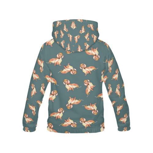 Wiener Dog Dachshund Portrait Pastel Pattern Print Women Pullover Hoodie-grizzshop