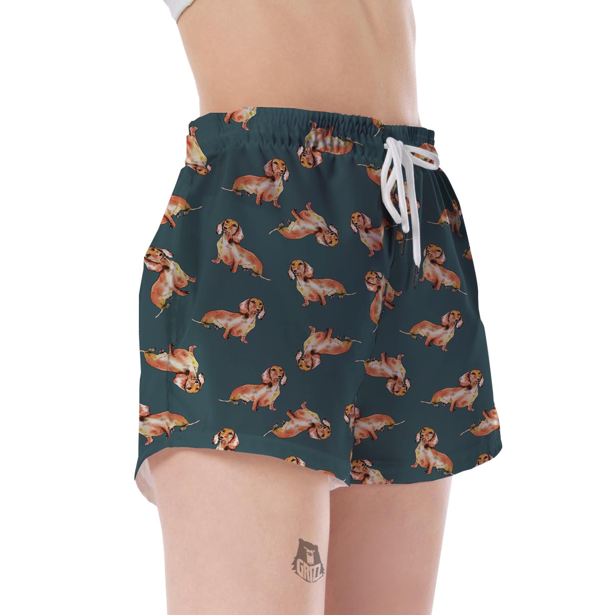 Wiener Dog Dachshund Portrait Pastel Pattern Print Women's Shorts-grizzshop