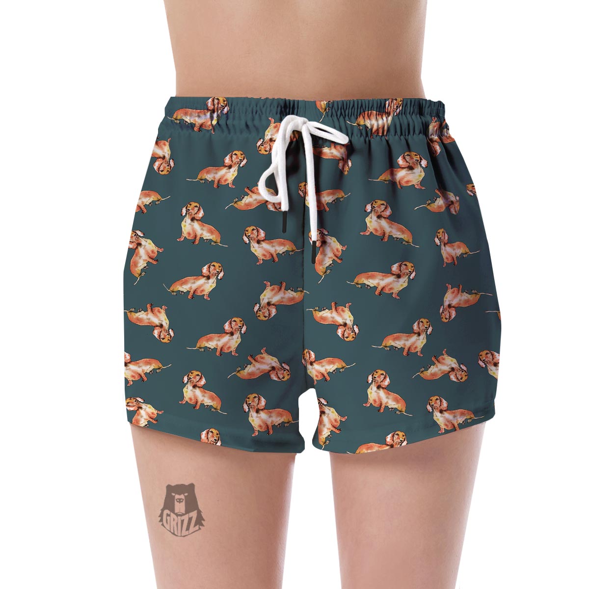 Wiener Dog Dachshund Portrait Pastel Pattern Print Women's Shorts-grizzshop
