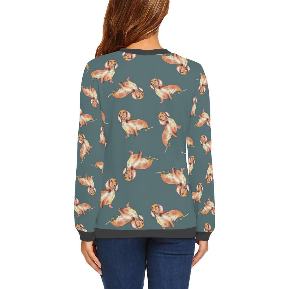 Wiener Dog Dachshund Portrait Pastel Pattern Print Women's Sweatshirt-grizzshop