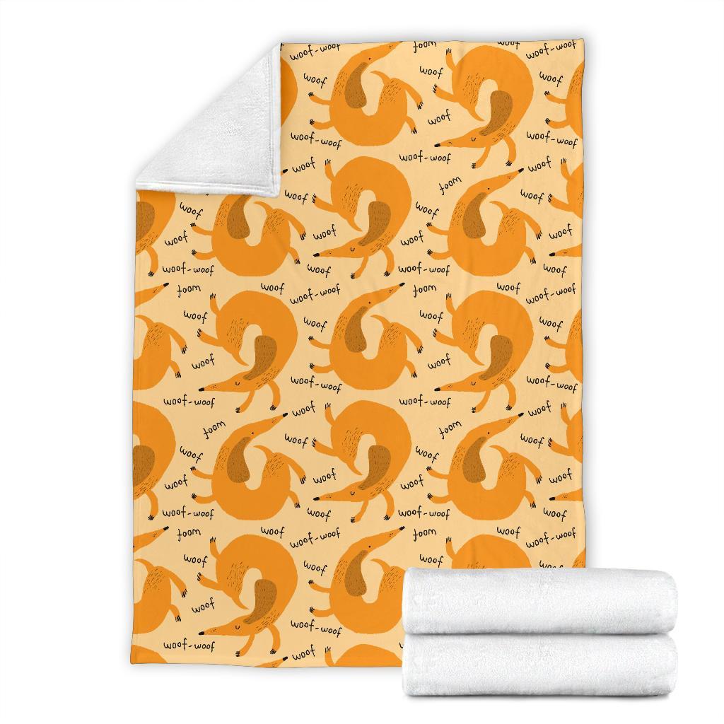 Wiener Dog Dachshund Woof Woof Pattern Print Blanket-grizzshop