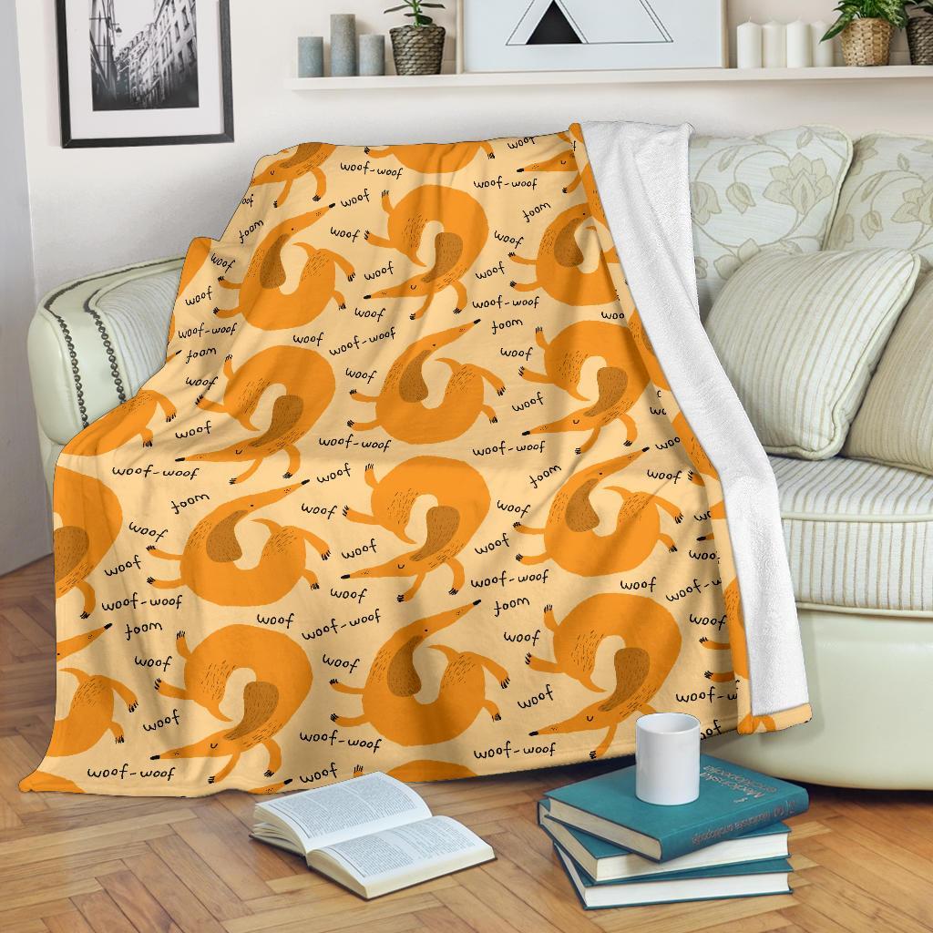 Wiener Dog Dachshund Woof Woof Pattern Print Blanket-grizzshop