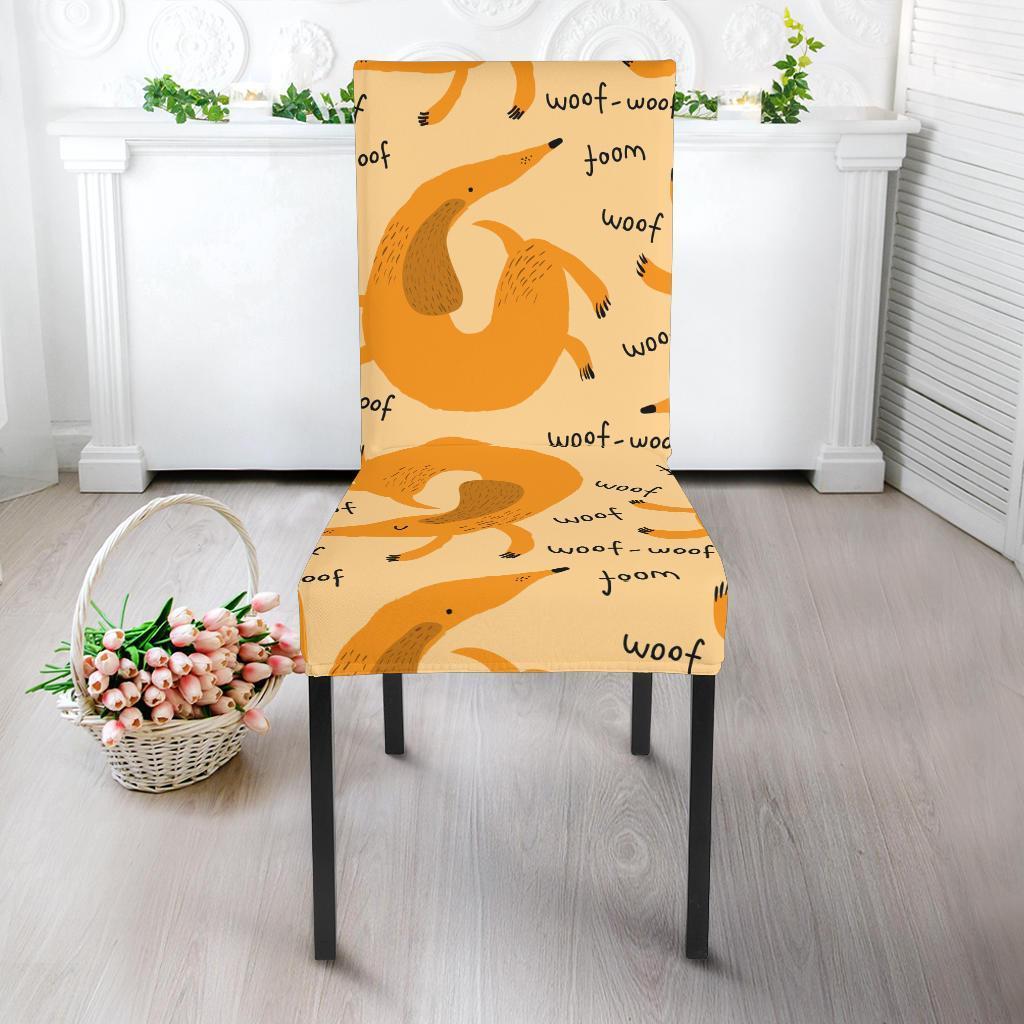 Wiener Dog Dachshund Woof Woof Pattern Print Chair Cover-grizzshop