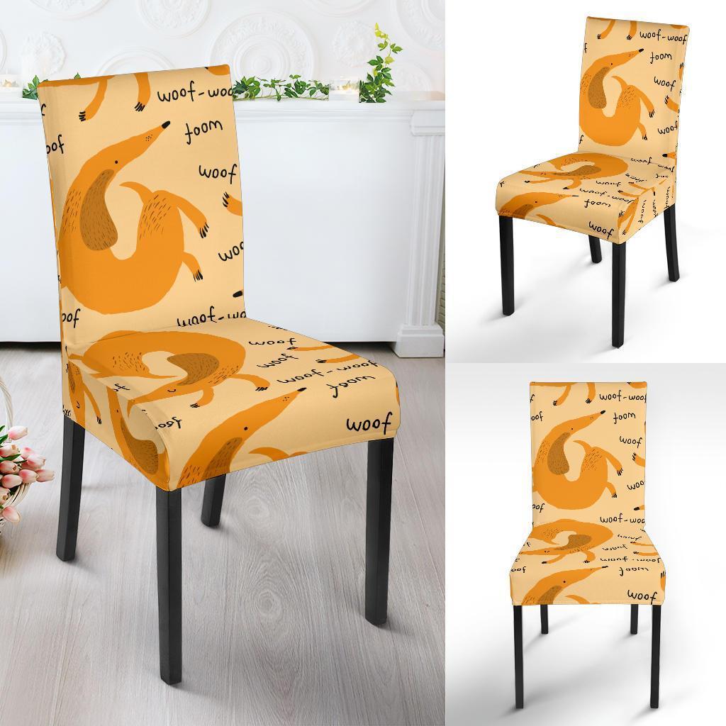 Wiener Dog Dachshund Woof Woof Pattern Print Chair Cover-grizzshop