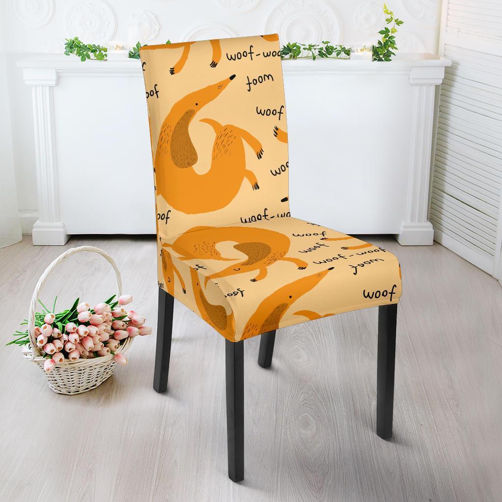 Wiener Dog Dachshund Woof Woof Pattern Print Chair Cover-grizzshop