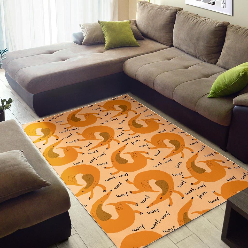 Wiener Dog Dachshund Woof Woof Pattern Print Floor Mat-grizzshop