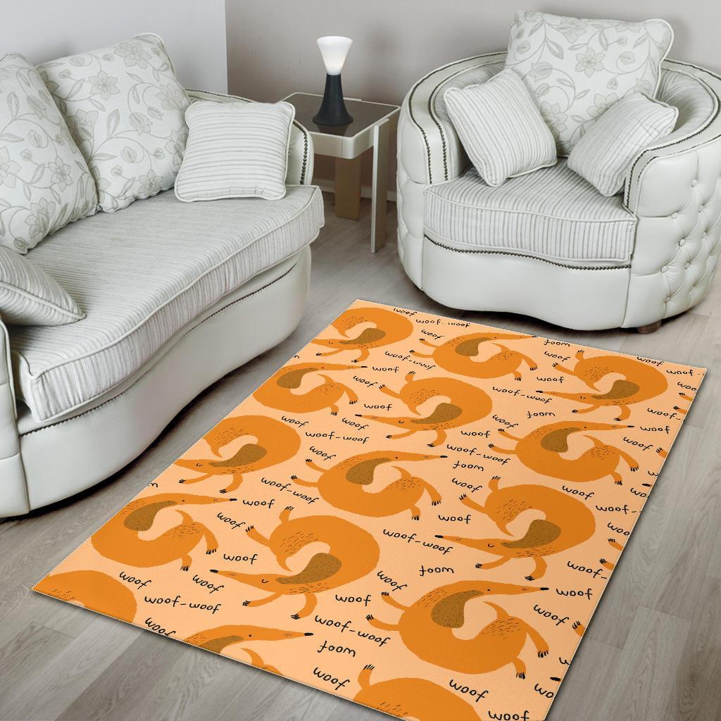 Wiener Dog Dachshund Woof Woof Pattern Print Floor Mat-grizzshop