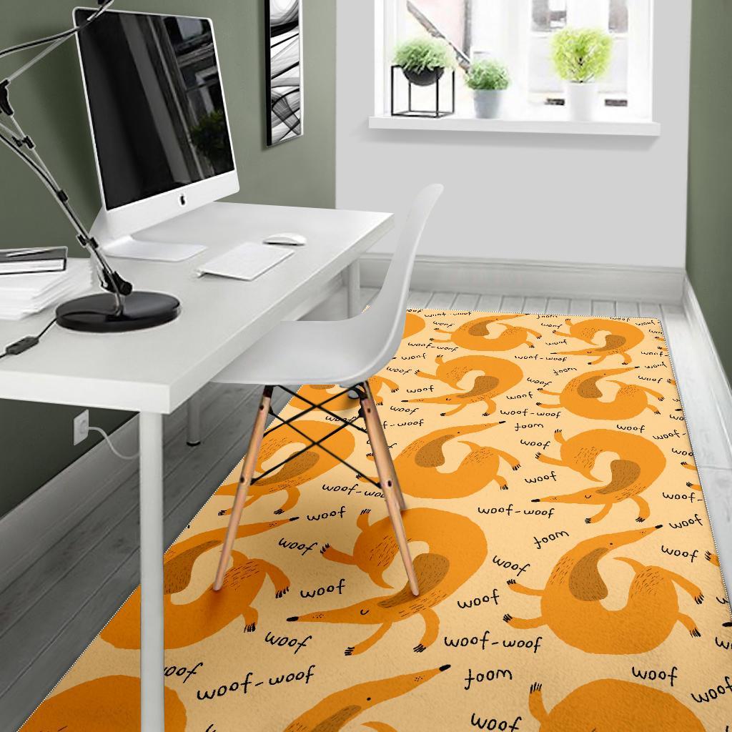 Wiener Dog Dachshund Woof Woof Pattern Print Floor Mat-grizzshop