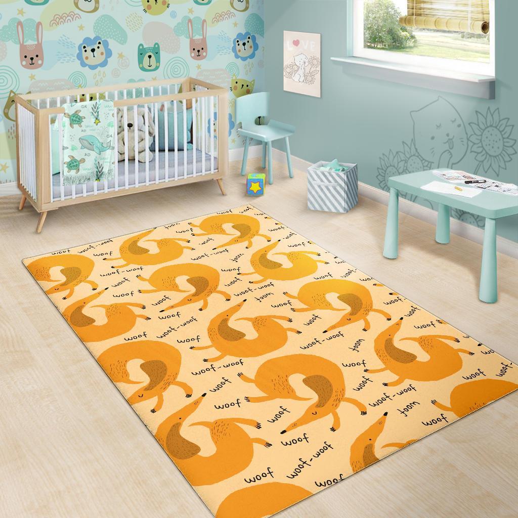 Wiener Dog Dachshund Woof Woof Pattern Print Floor Mat-grizzshop