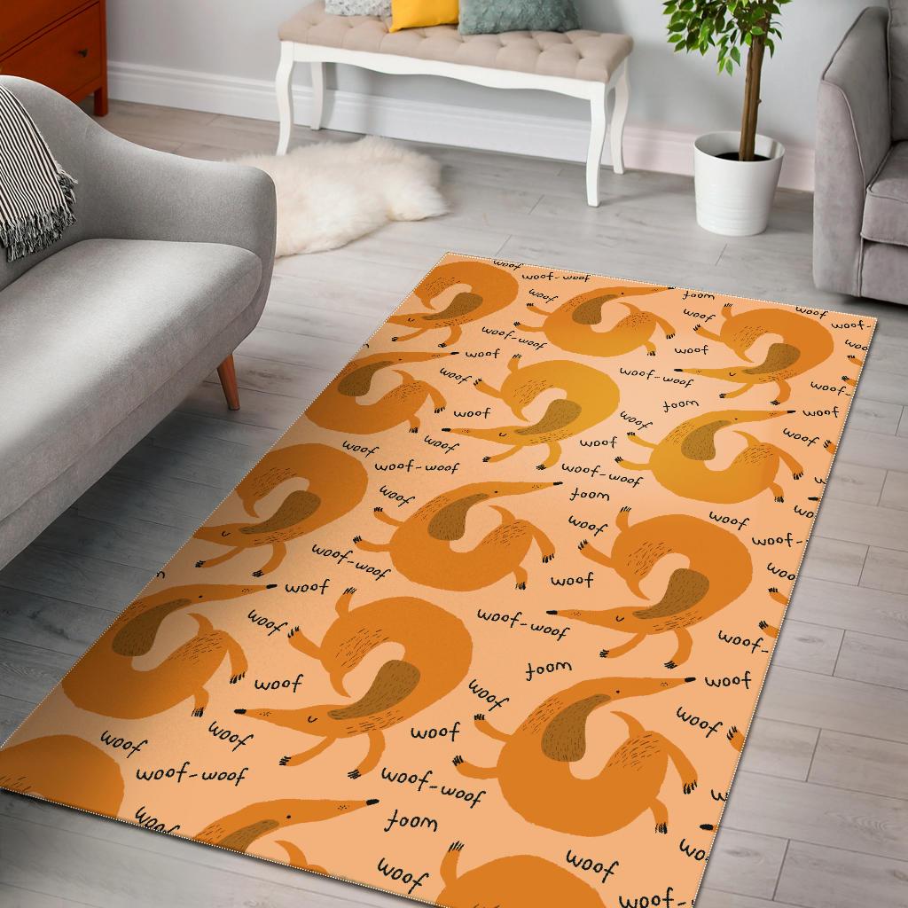 Wiener Dog Dachshund Woof Woof Pattern Print Floor Mat-grizzshop