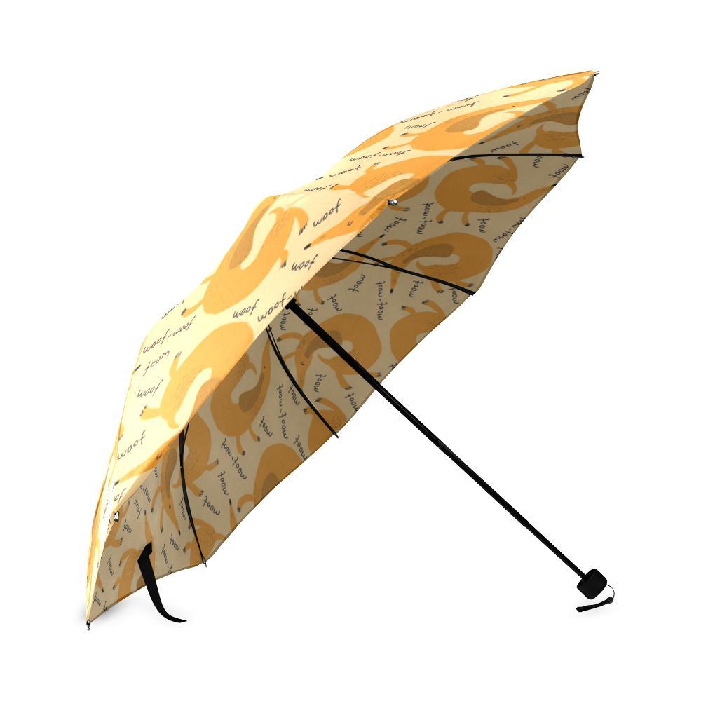 Wiener Dog Dachshund Woof Woof Pattern Print Foldable Umbrella-grizzshop