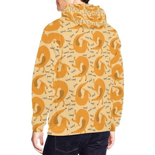 Wiener Dog Dachshund Woof Woof Pattern Print Men Pullover Hoodie-grizzshop