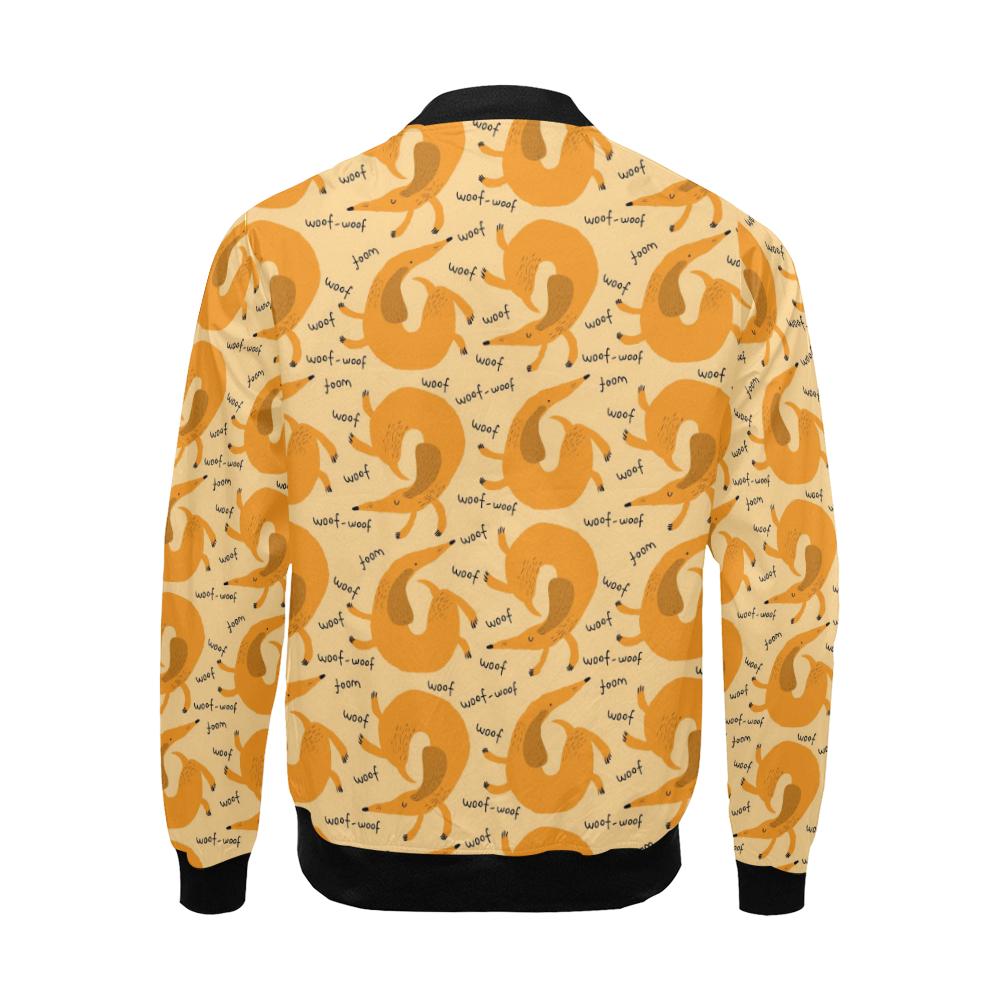 Wiener Dog Dachshund Woof Woof Pattern Print Men's Bomber Jacket-grizzshop