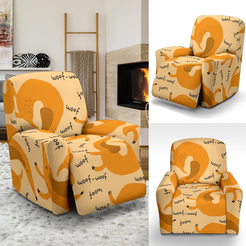 Wiener Dog Dachshund Woof Woof Pattern Print Recliner Cover-grizzshop