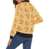 Wiener Dog Dachshund Woof Woof Pattern Print Women Casual Bomber Jacket-grizzshop