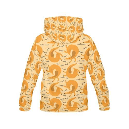 Wiener Dog Dachshund Woof Woof Pattern Print Women Pullover Hoodie-grizzshop