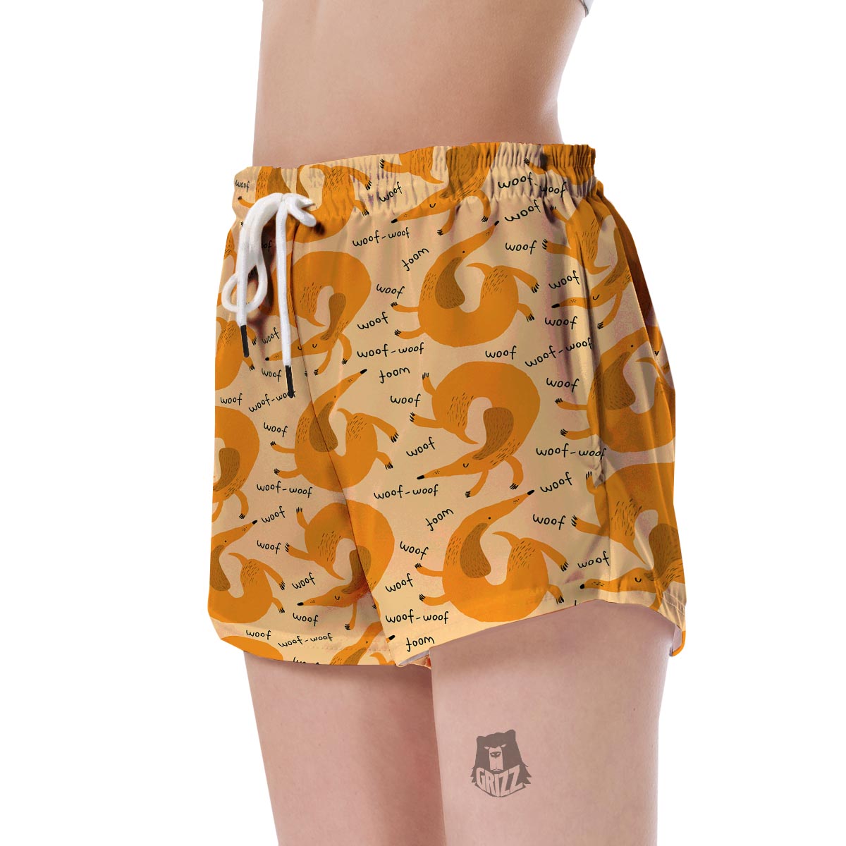 Wiener Dog Dachshund Woof Woof Pattern Print Women's Shorts-grizzshop