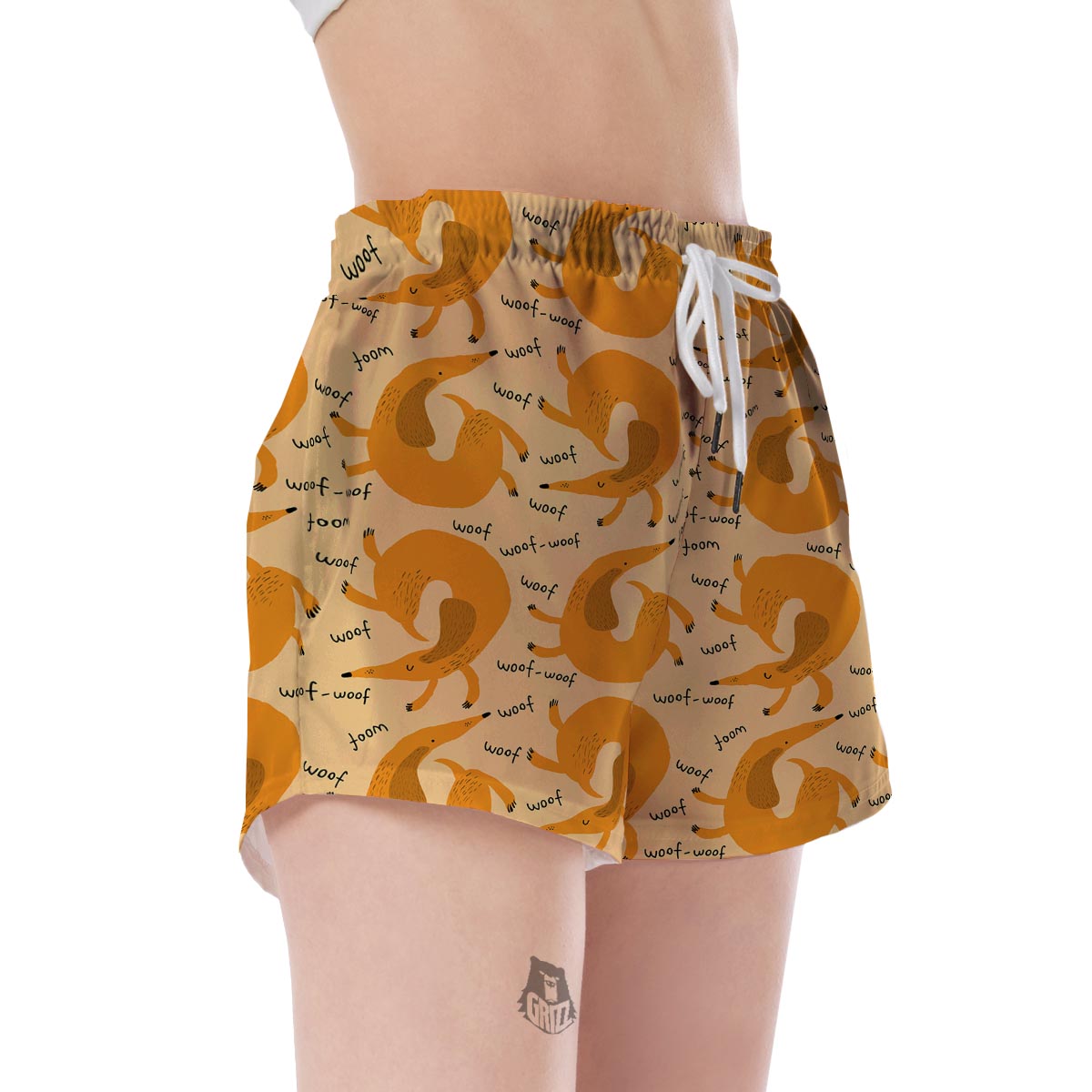 Wiener Dog Dachshund Woof Woof Pattern Print Women's Shorts-grizzshop