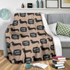 Wiener Dog Woof Woof Dachshund Pattern Print Blanket-grizzshop