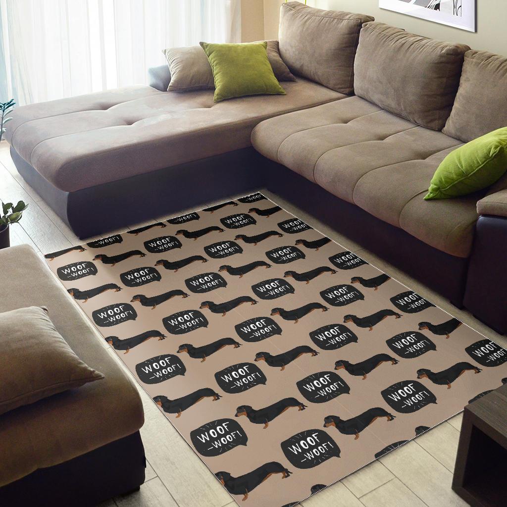 Wiener Dog Woof Woof Dachshund Pattern Print Floor Mat-grizzshop