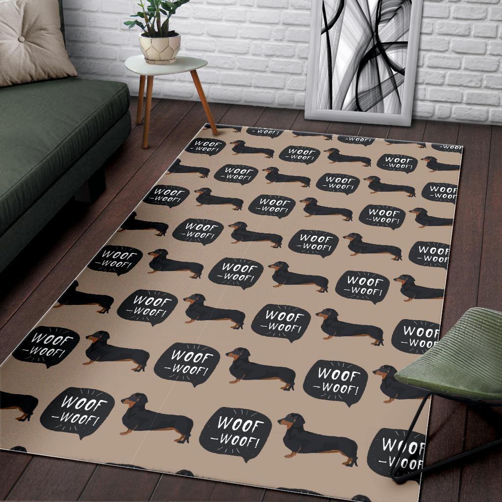 Wiener Dog Woof Woof Dachshund Pattern Print Floor Mat-grizzshop