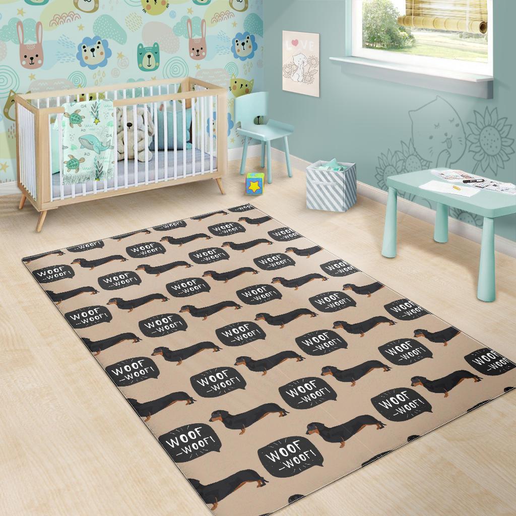 Wiener Dog Woof Woof Dachshund Pattern Print Floor Mat-grizzshop