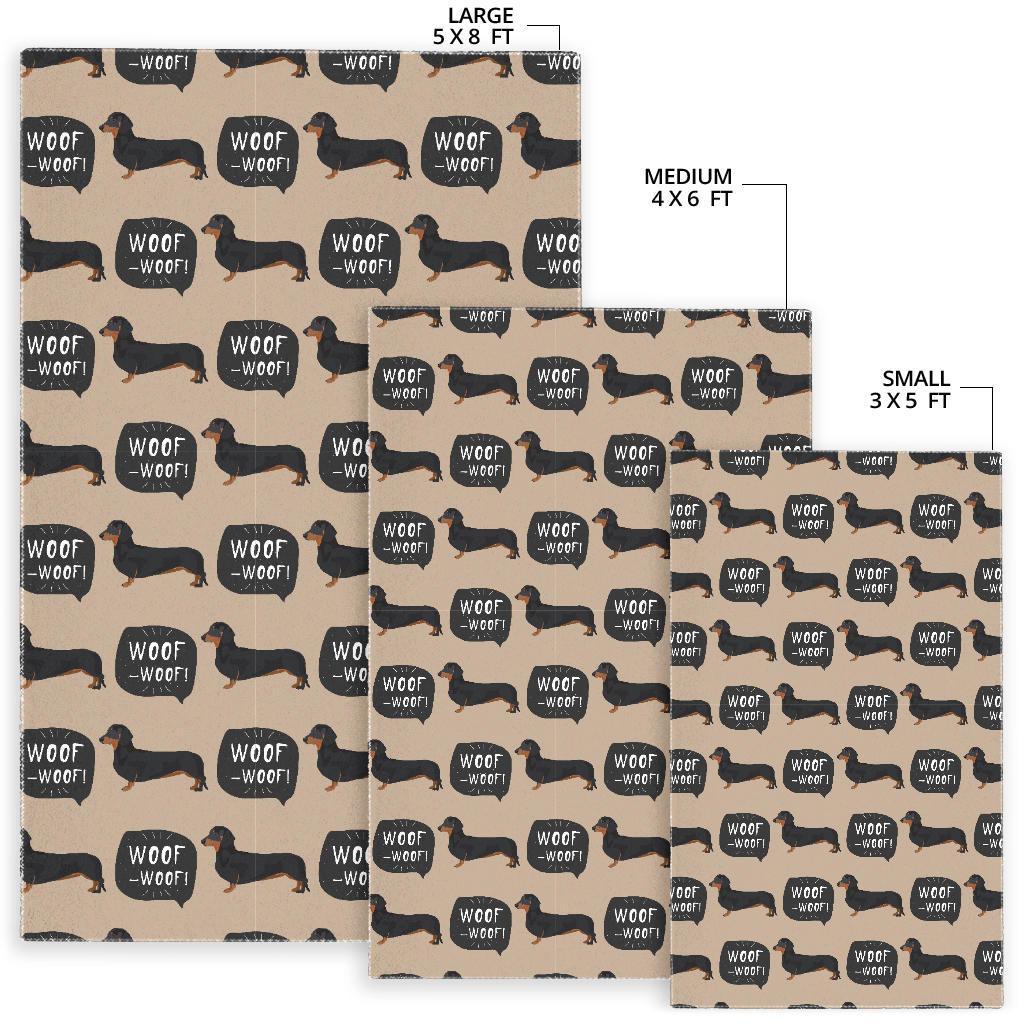 Wiener Dog Woof Woof Dachshund Pattern Print Floor Mat-grizzshop