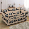 Wiener Dog Woof Woof Dachshund Pattern Print Loveseat Cover-grizzshop