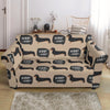 Wiener Dog Woof Woof Dachshund Pattern Print Loveseat Cover-grizzshop