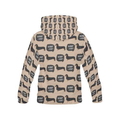 Wiener Dog Woof Woof Dachshund Pattern Print Men Pullover Hoodie-grizzshop