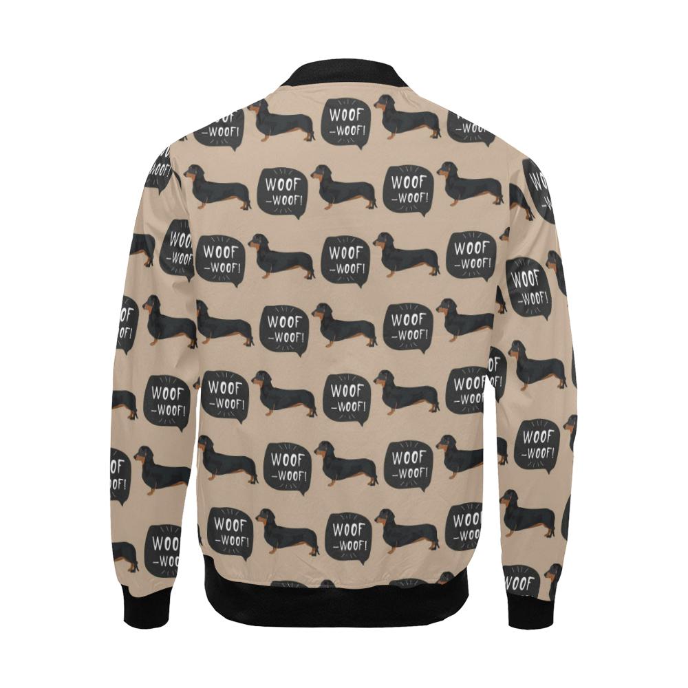 Wiener Dog Woof Woof Dachshund Pattern Print Men's Bomber Jacket-grizzshop