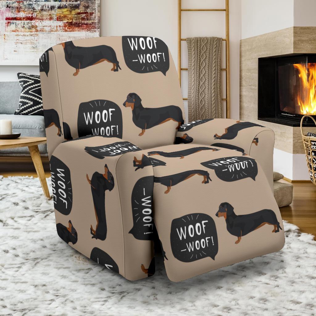 Wiener Dog Woof Woof Dachshund Pattern Print Recliner Cover-grizzshop