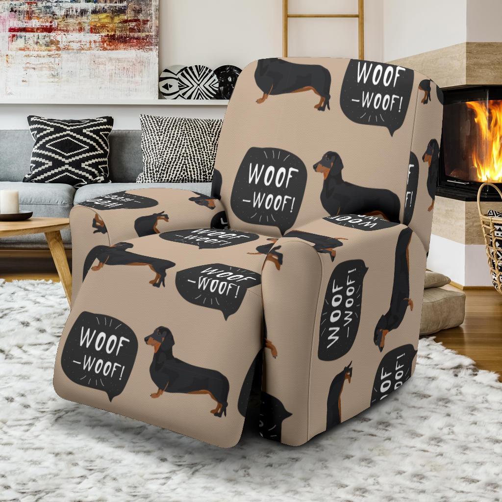 Wiener Dog Woof Woof Dachshund Pattern Print Recliner Cover-grizzshop