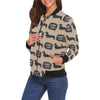 Wiener Dog Woof Woof Dachshund Pattern Print Women Casual Bomber Jacket-grizzshop