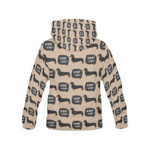 Wiener Dog Woof Woof Dachshund Pattern Print Women Pullover Hoodie-grizzshop