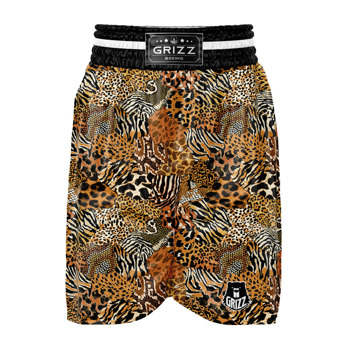 Wild Animal Skins Patchwork Print Pattern Boxing Shorts-grizzshop