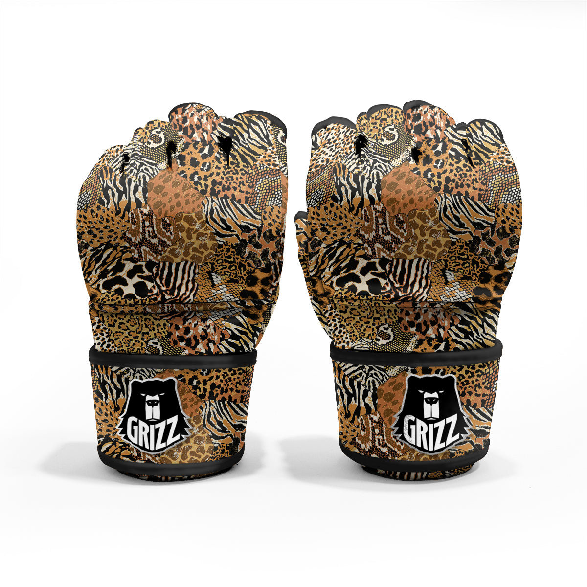 Wild Animal Skins Patchwork Print Pattern MMA Gloves-grizzshop