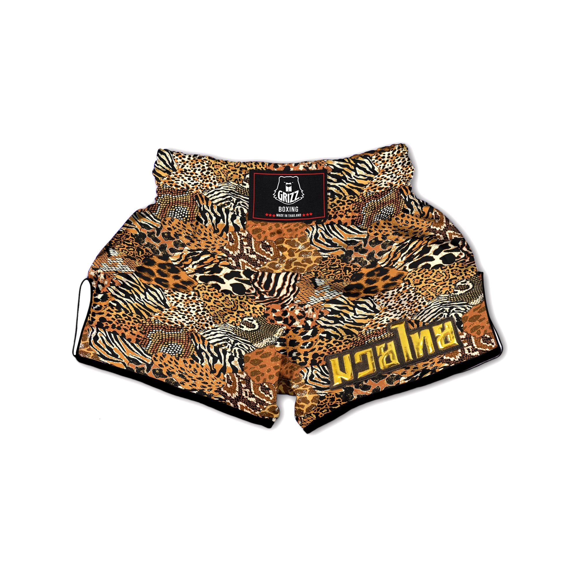 Wild Animal Skins Patchwork Print Pattern Muay Thai Boxing Shorts-grizzshop