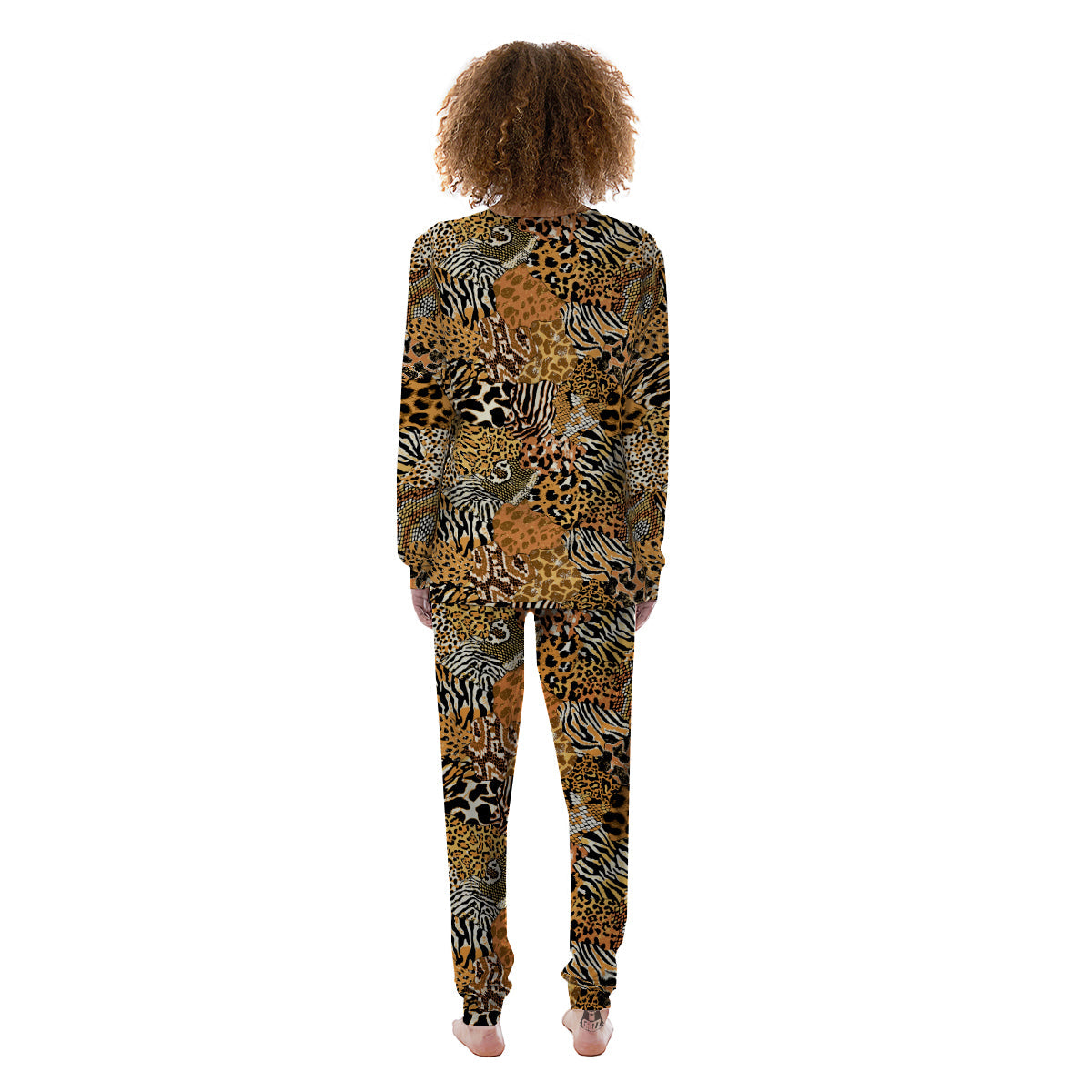 Wild Animal Skins Patchwork Print Pattern Women's Pajamas-grizzshop