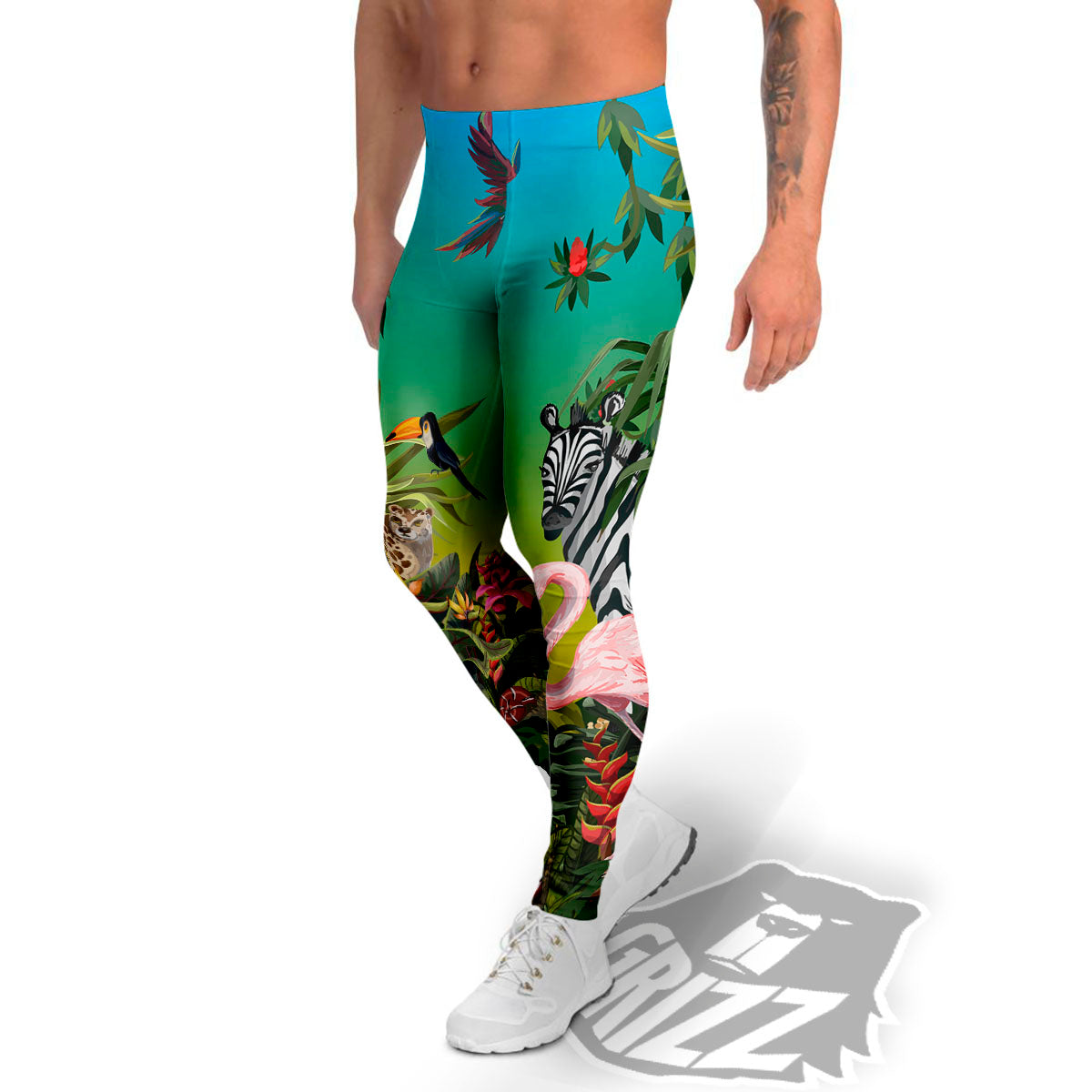 Wild Animals Jungle Print Men's Leggings-grizzshop