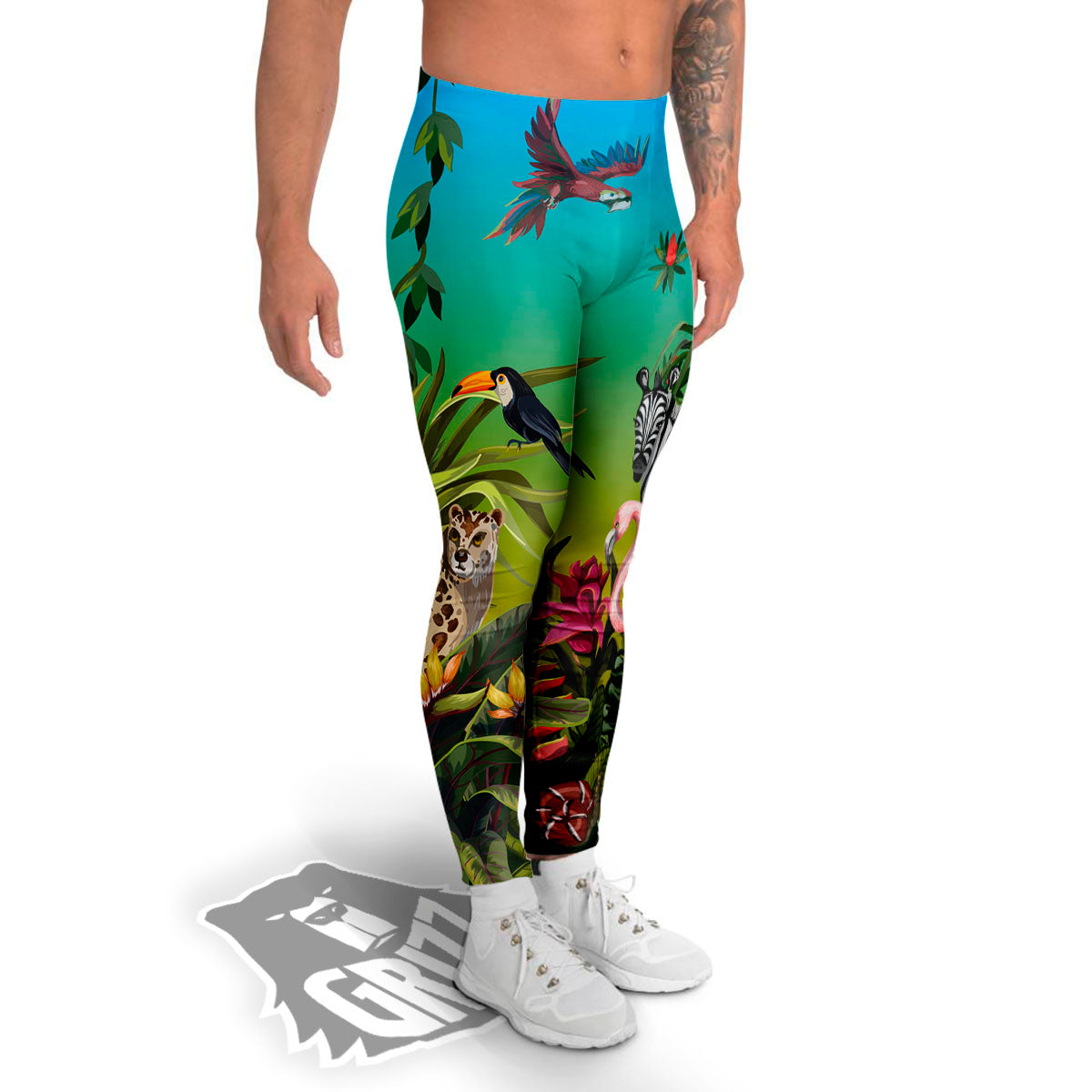 Wild Animals Jungle Print Men's Leggings-grizzshop