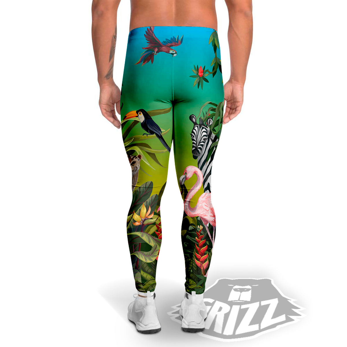 Wild Animals Jungle Print Men's Leggings-grizzshop