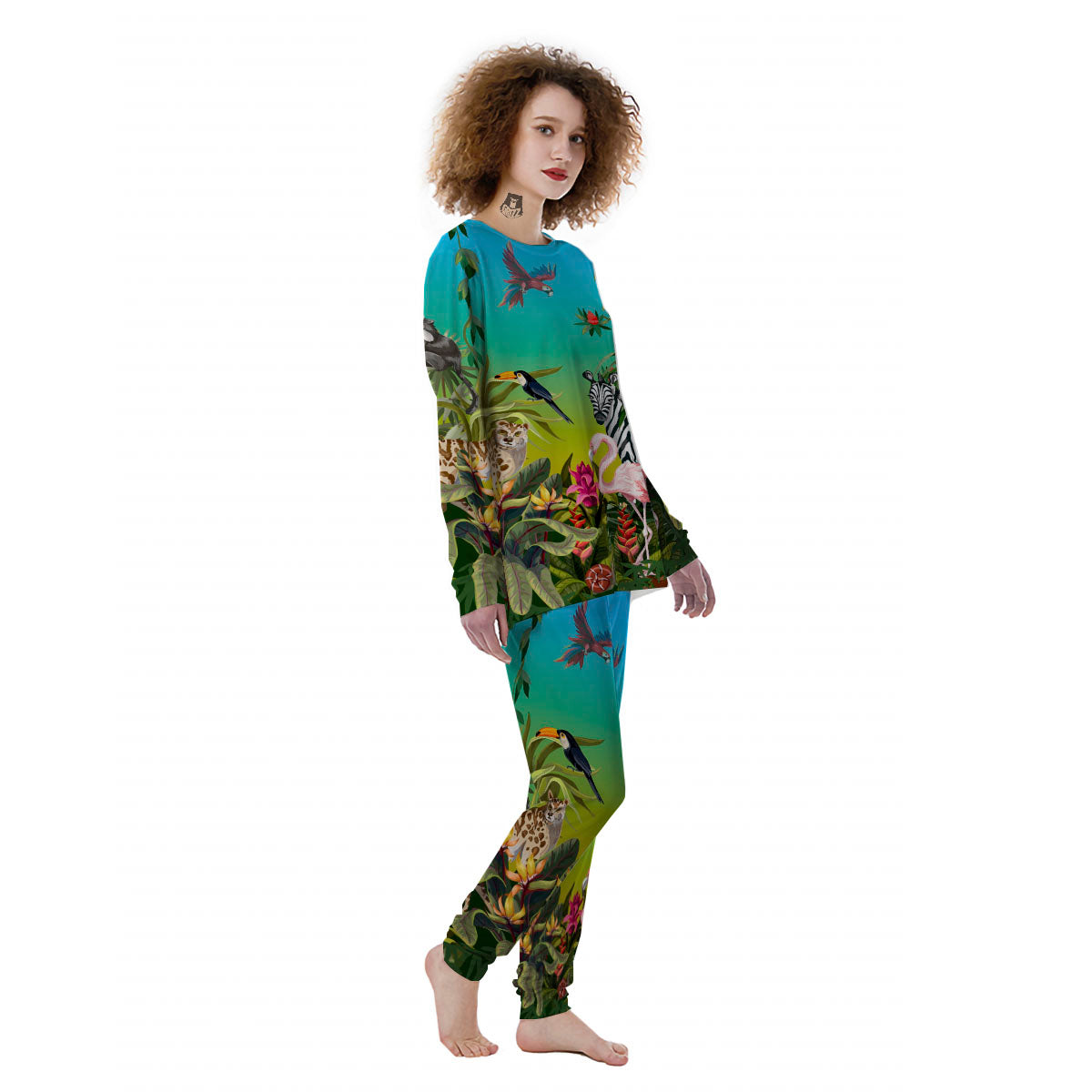 Wild Animals Jungle Print Women's Pajamas-grizzshop