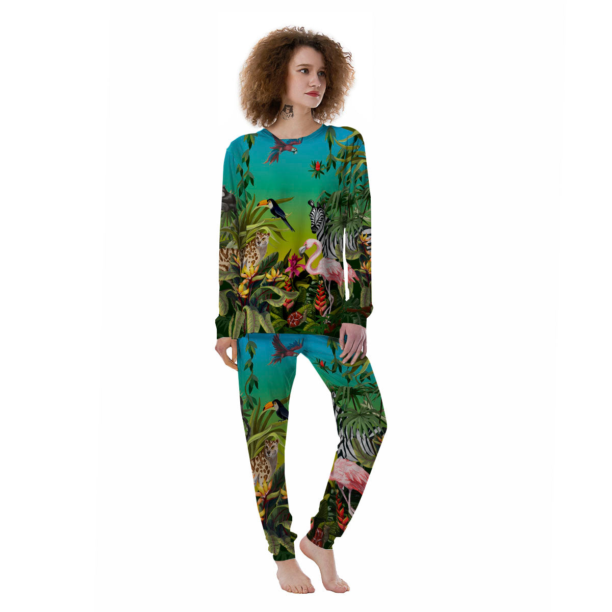 Wild Animals Jungle Print Women's Pajamas-grizzshop